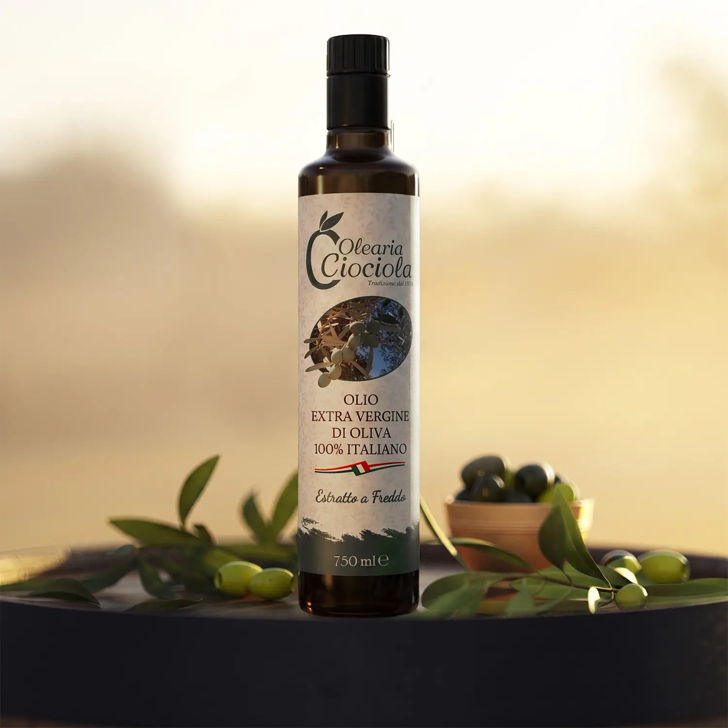 extra vergine 100% italiano - bottiglia 750ml - olearia ciociola